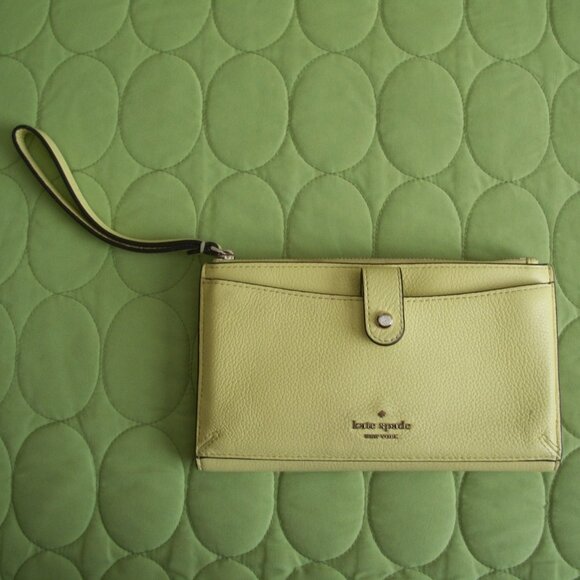 Kate Spade Yellow Leila Phone Leather Wristlet/Wallet - Picture 1 of 12